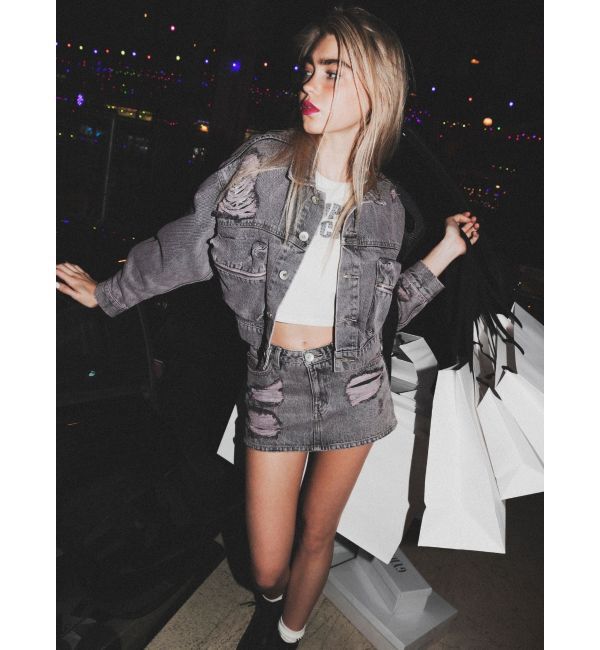 GYDA「ZIP POCKETダメージショートデニムGジャン」|ブルゾン・スタジャン|