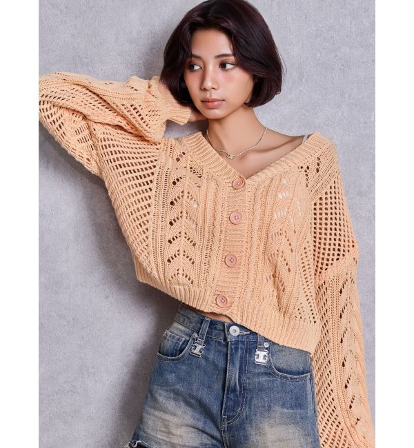 GYDA「2WAYメッシュブリーチニットトップス」|ニット・セーター|