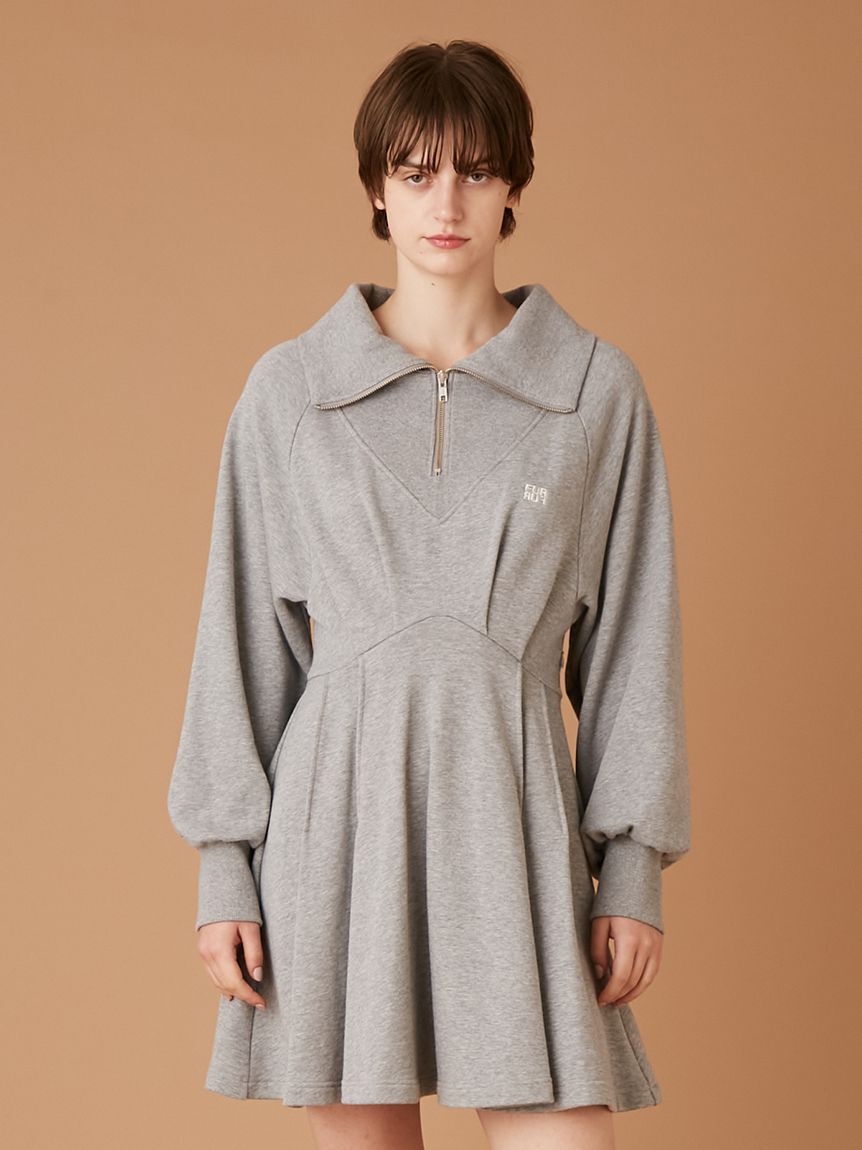 FURFUR「ハーフジップスウェットミニワンピース」|ワンピース|GRY