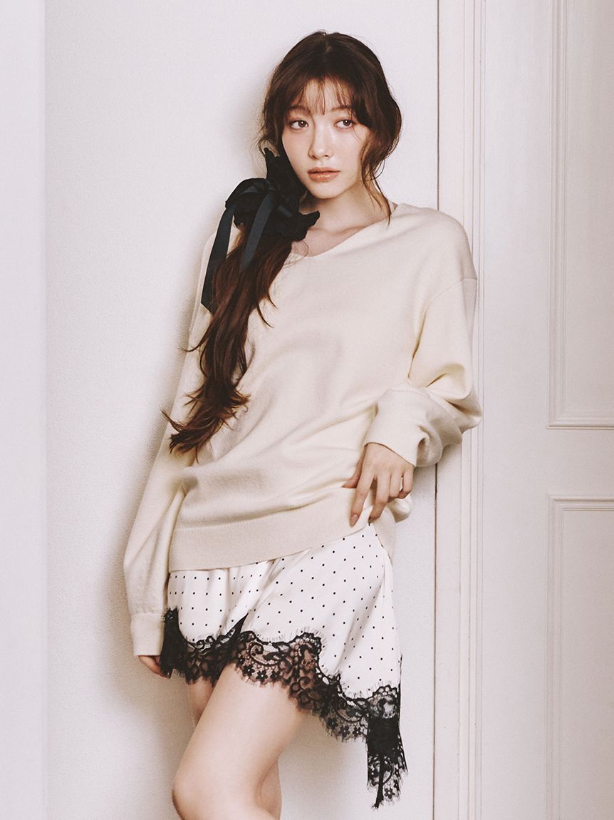 LILY BROWN「【WEB限定カラー】カシミヤブレンドニットセットサテンミニワンピース」|ワンピース|IVR