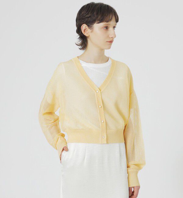  「【ドラマ着用商品】メッシュニットカーディガン」|ニット・セーター|イエロー