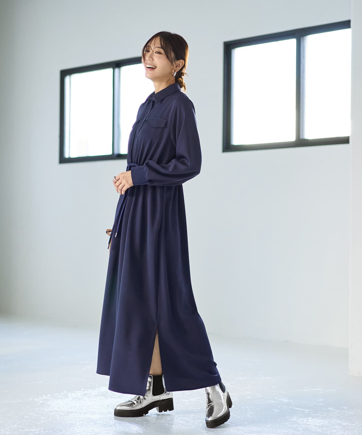 STYLE DELI「【LUXE】ウエストマークシャツワンピース」|ワンピース|