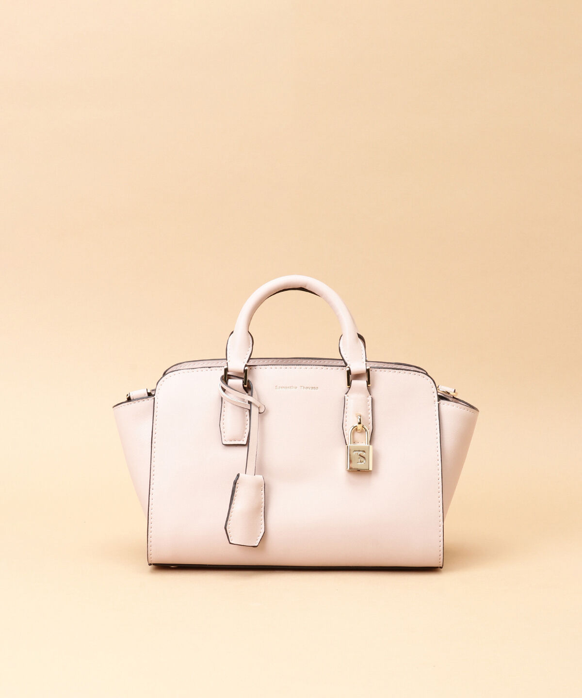 Samantha Thavasa「サマンサ スプリットミア 小サイズ」|ハンドバッグ|ﾋﾟﾝｸﾍﾞｰｼﾞｭ