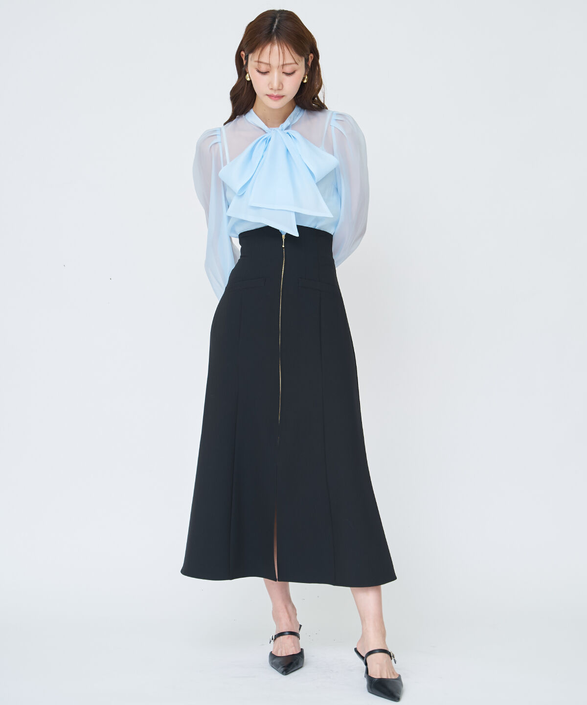 アンドクチュール「シアーボウタイブラウス」|シャツ・ブラウス|