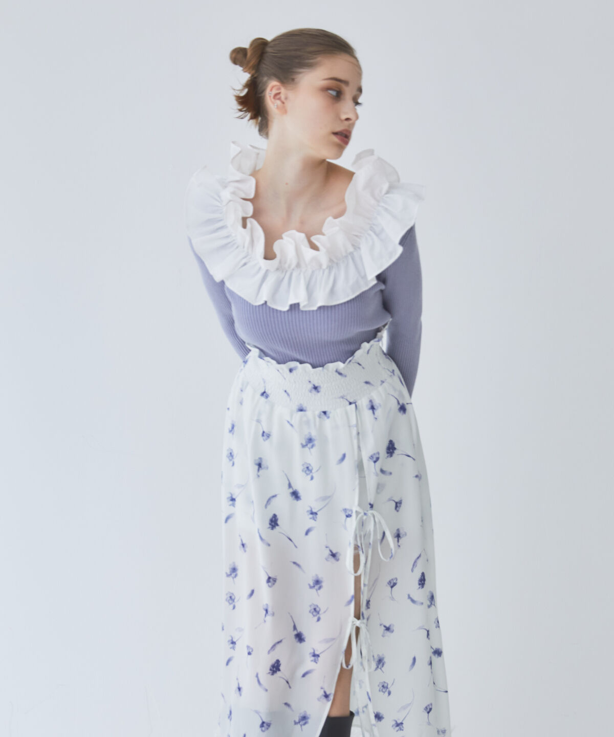 REDYAZEL「フリルドッキングリブニット」|ニット・セーター|