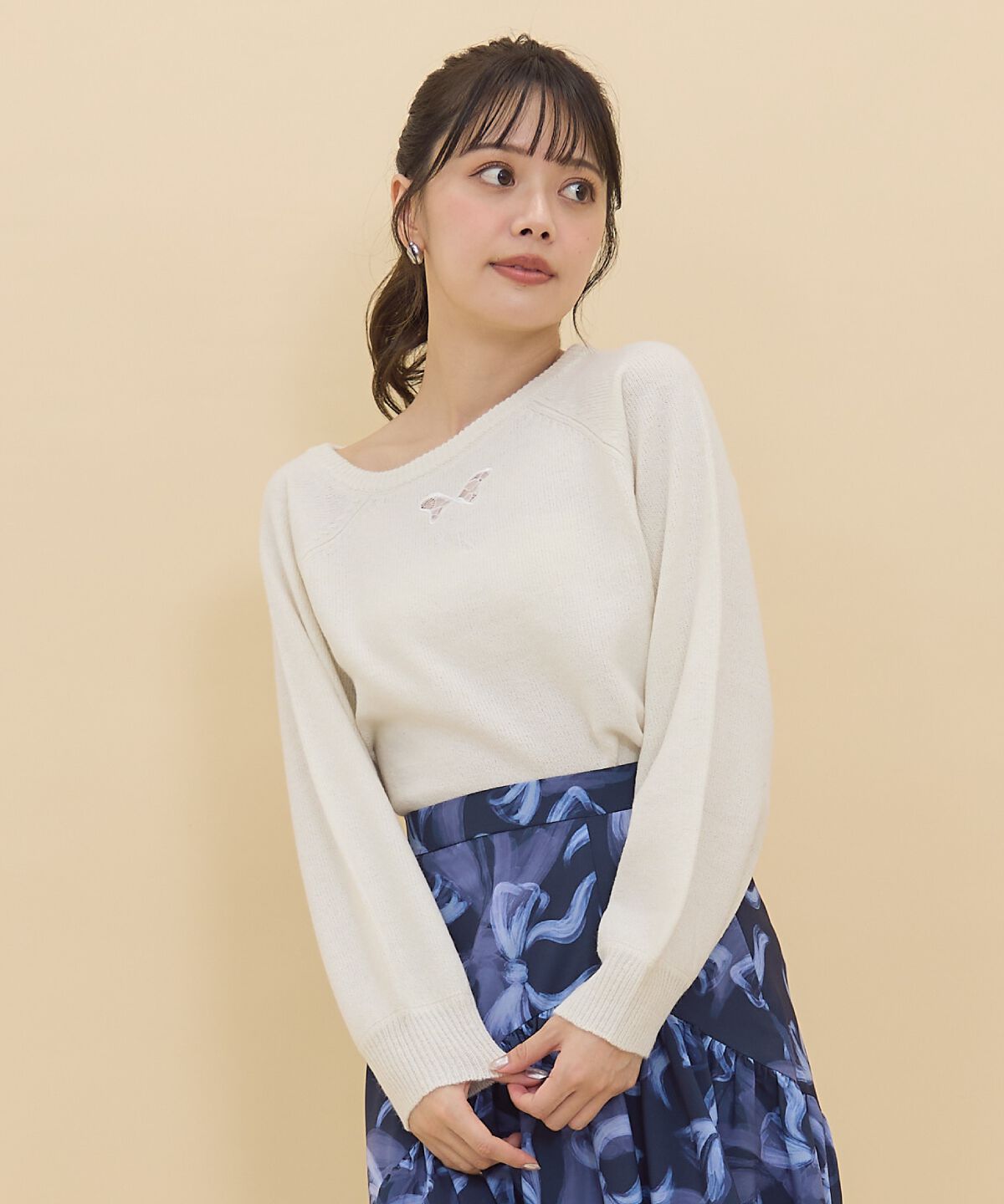 REDYAZEL「ワンショルリボンレースニット」|ニット・セーター|