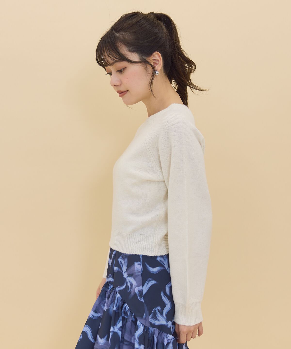 REDYAZEL「ワンショルリボンレースニット」|ニット・セーター|