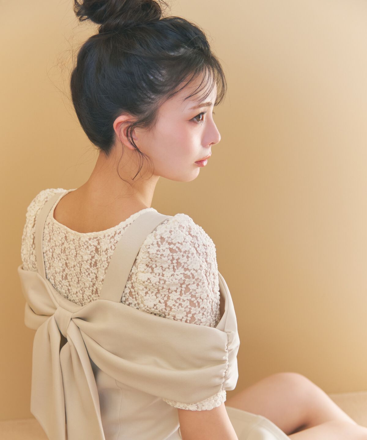 REDYAZEL「フラワーレース5分袖トップス」|Tシャツ・カットソー|ホワイト