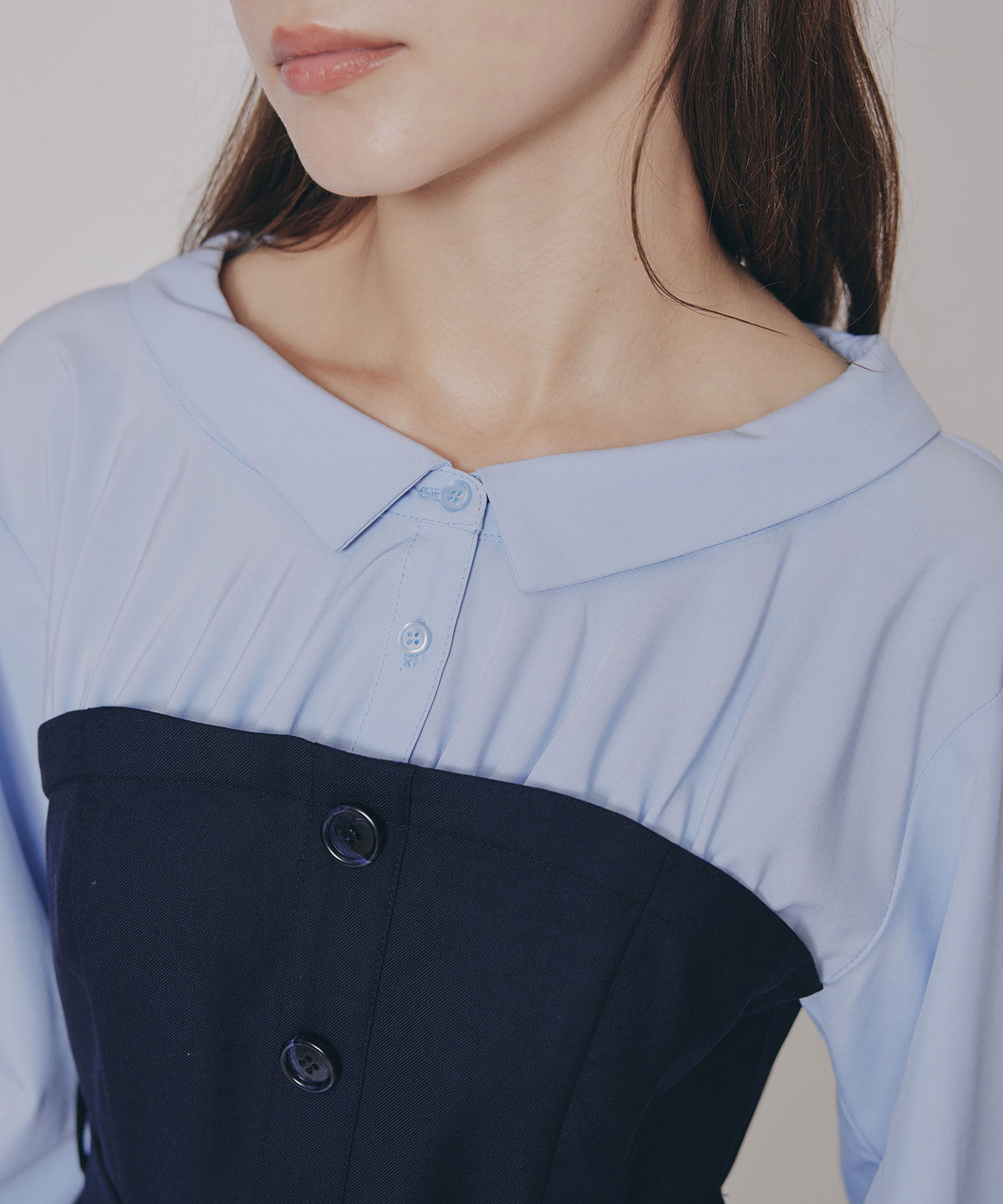 REDYAZEL「シャツドッキングチュールワンピース&ショートパンツセットアップ」|ワンピース|