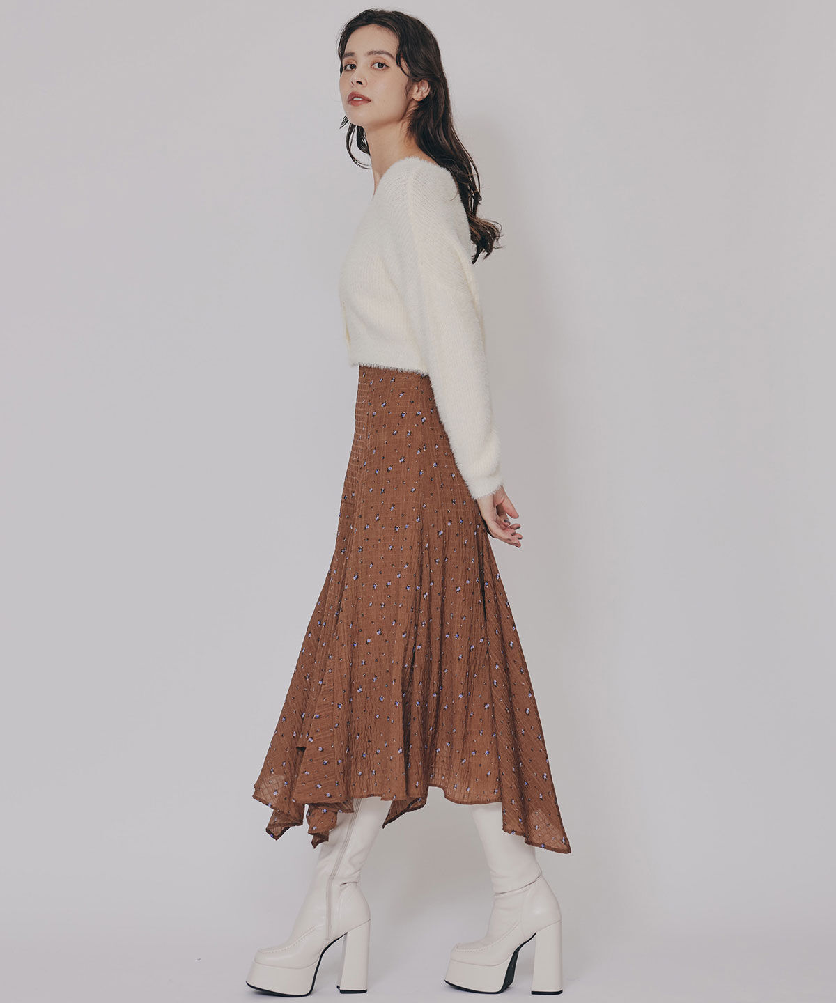 REDYAZEL「フェザーヤーンビジューボタンカーディガン」|カーディガン|