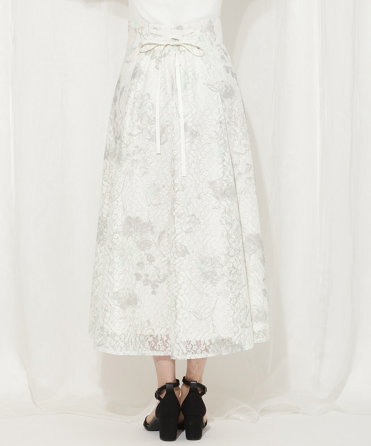WILLSELECTION「ニュアンスフラワーレースプリントフレアスカート」|フレア|