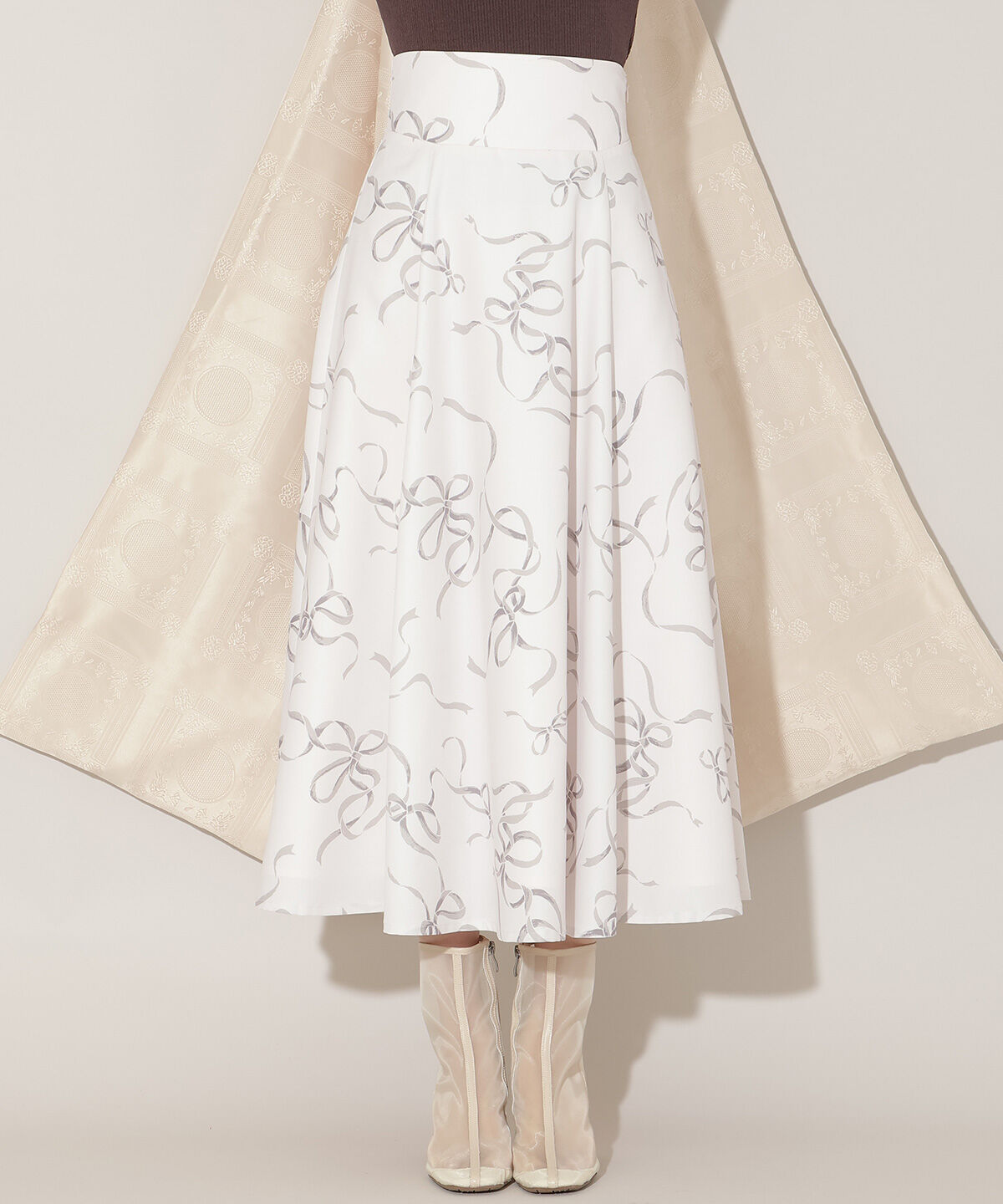 WILLSELECTION「リボンプリントフレアスカート」|フレア|