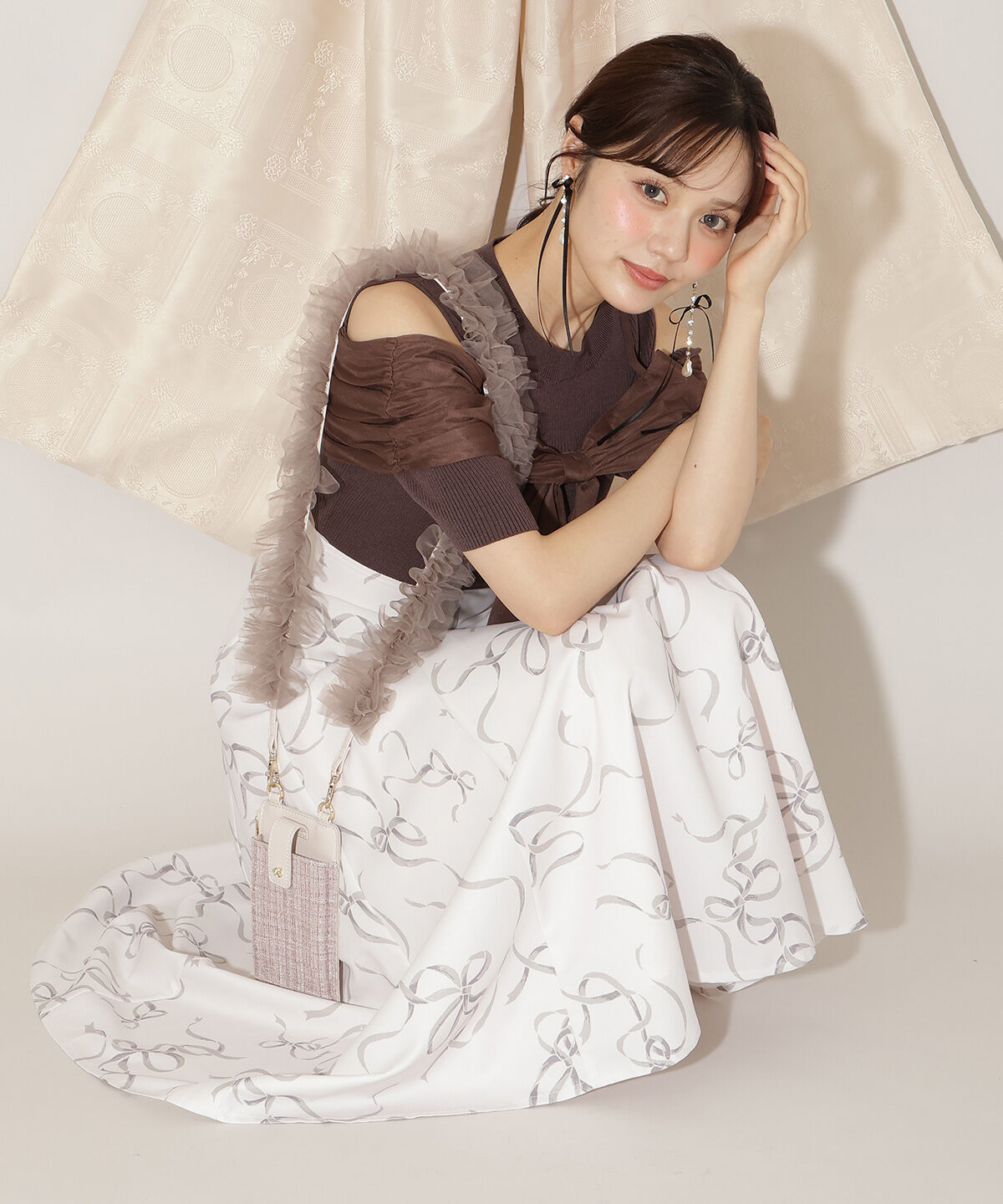 WILLSELECTION「リボンプリントフレアスカート」|フレア|