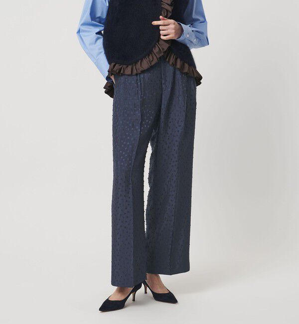 UNITED ARROWS「ドット サテン 2タック ワイドパンツ」|その他|NAVY