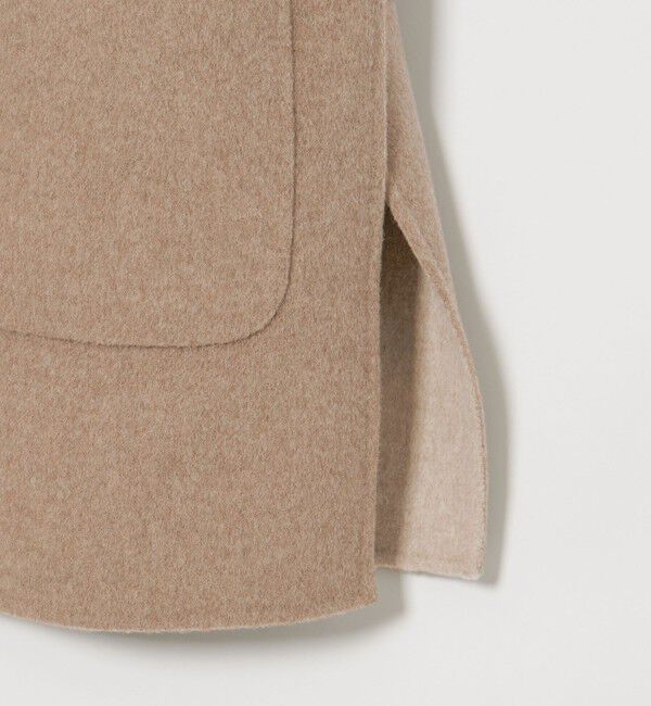 UNITED ARROWS「バイカラー リバー ミドルコート」|ノーカラーコート|