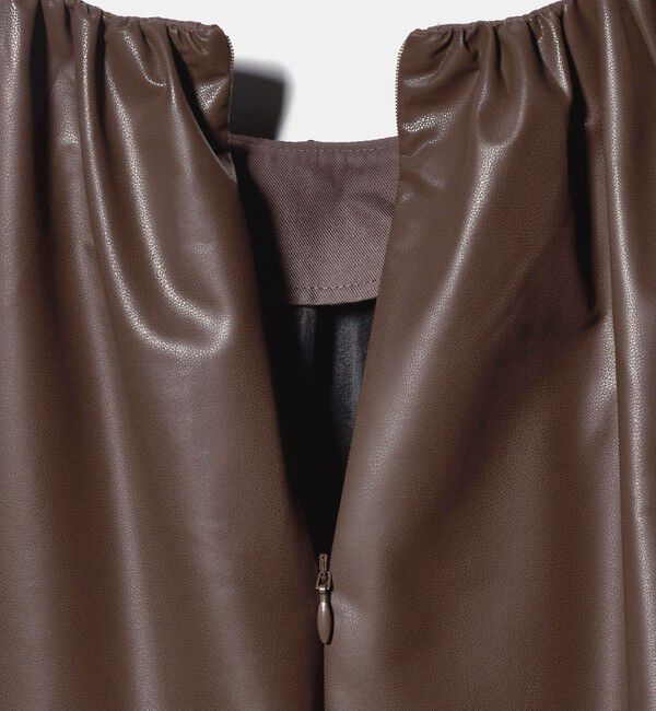 UNITED ARROWS「レザーライク ギャザー ブラウス ウォッシャブル」|シャツ・ブラウス|