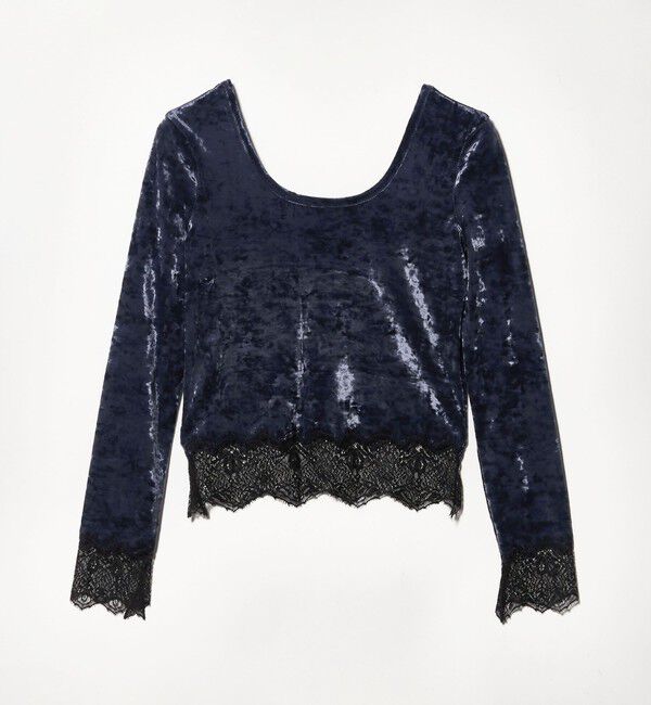 ASTRAET「＜ASTRAET＞ベロア/レース Uネックカットソー」|Tシャツ・カットソー|