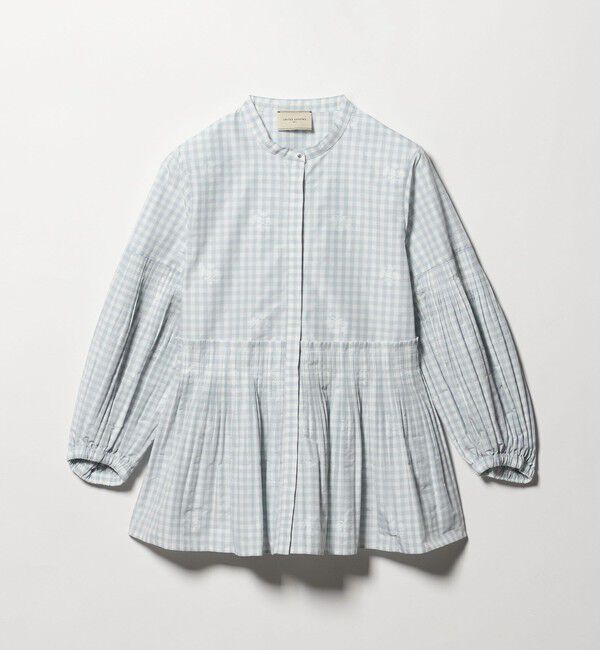 UNITED ARROWS「ギンガムチェック フラワー ジャガード ブラウス ‐ウォッシャブル‐」|シャツ・ブラウス|OFF WHITE