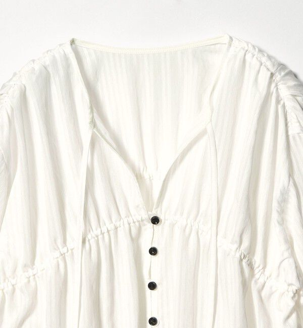 EMMEL REFINES「＜EMMEL REFINES＞EM ストライプ ギャザー ブラウス」|シャツ・ブラウス|