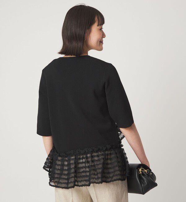 UNITED ARROWS green label relaxing「ドッキング ペプラム ショートスリーブ ニット プルオーバー ウォッシャブル」|ニット・セーター|