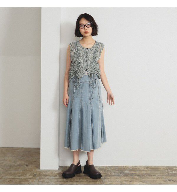 Ray BEAMS 「デニム タック ミディアム スカート」|スカート|