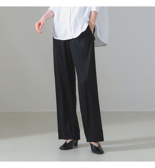 Demi-Luxe BEAMS 「WRAPINKNOT / メリノウール ワイド パンツ」|チノ|BLACK