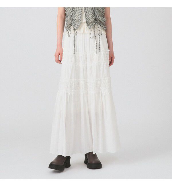Ray BEAMS 「レース キリカエ ティアード スカート」|スカート|