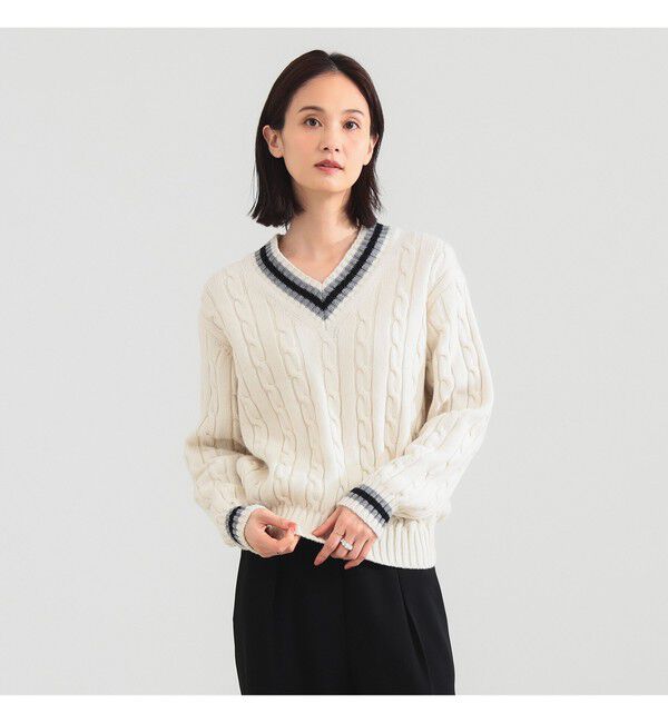 Demi-Luxe BEAMS 「【別注】SLOANE / 5ゲージ チルデン Vネック ロングスリーブ ニット」|ニット・セーター|別注WHITE