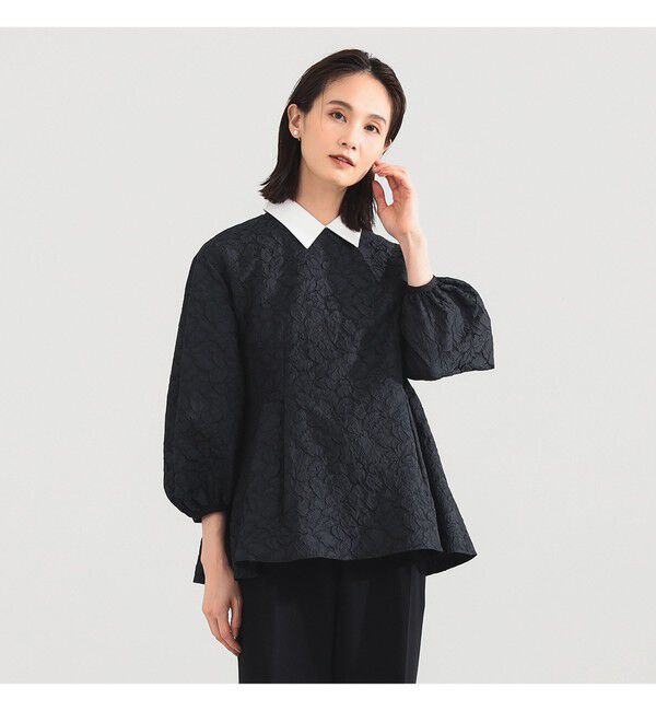 Demi-Luxe BEAMS 「フクレ織り アタッチドカラー ブラウス＊」|シャツ・ブラウス|