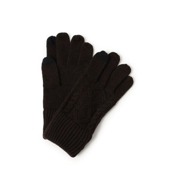 BEAMS「ケーブルニット グローブ」|手袋|BROWN