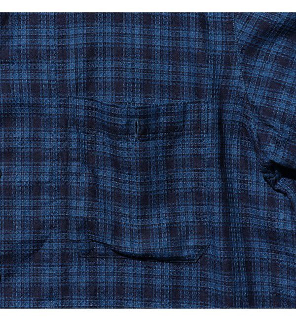 BEAMS PLUS「MIL Open Collar Indigo Dobby Plaid」|シャツ・ブラウス|
