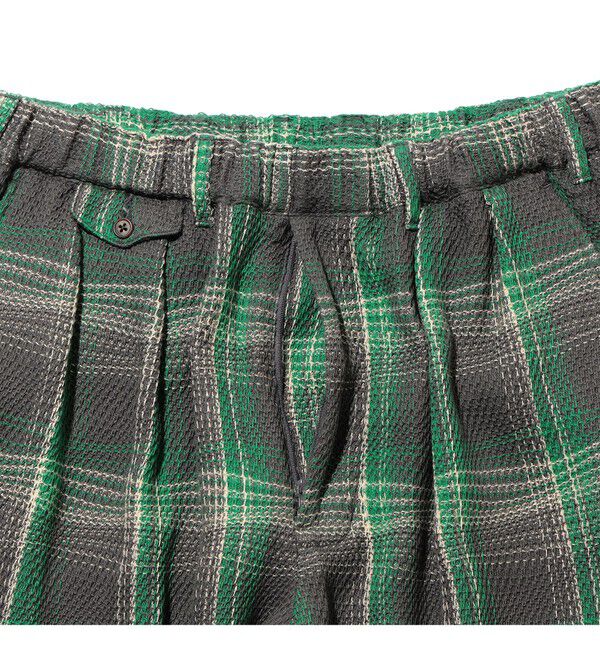 BEAMS PLUS「2 Pleats Relax Trousers Waffle Plaid」|チノ|