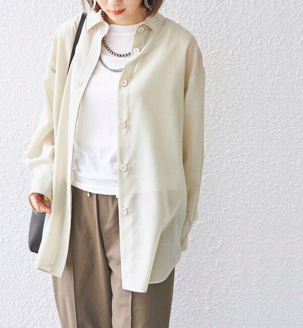 SHIPS for women「〈洗濯機可能〉ウォッシャブル ウール ボイル シャツ」|シャツ・ブラウス|ライトグリーン