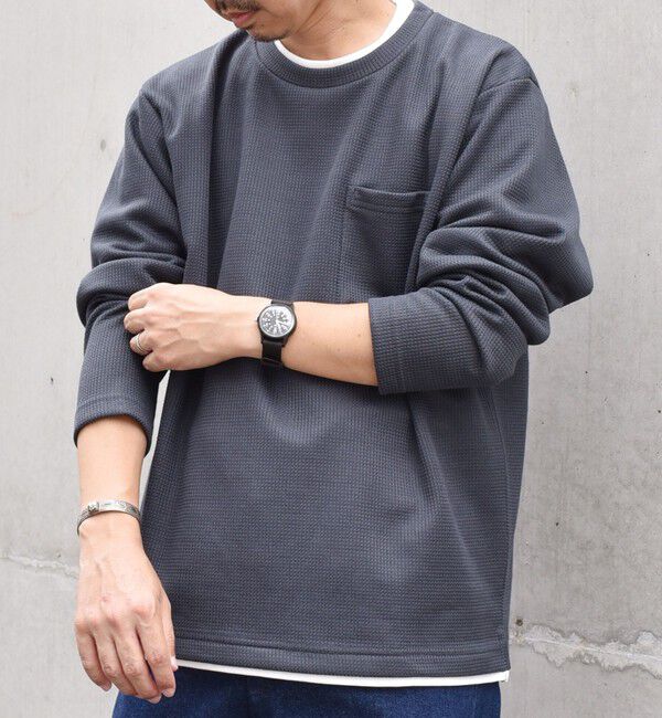 SHIPS any「SHIPS any: パールワッフル フェイクレイヤード Tシャツ (ロンT)◇」|Tシャツ・カットソー|