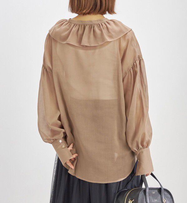 SHIPS for women「〈手洗い可能〉フリルカラー シアー ソリッド ブラウス」|シャツ・ブラウス|