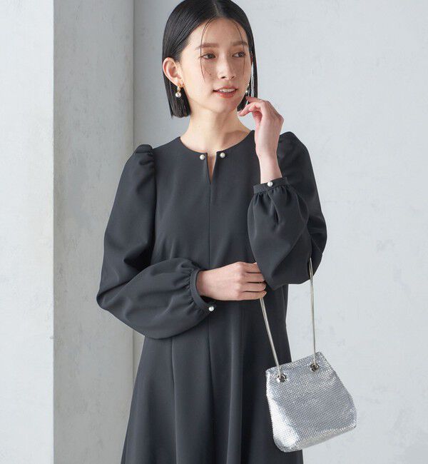 SHIPS for women「〈手洗い可能〉ブラック フォーマル フレア ワンピース（セレモニー対応可）」|ワンピース|