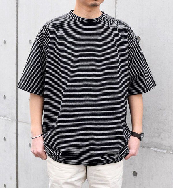 SHIPS any「SHIPS any: マイクロボーダー ミニ裏毛 ライト スウェット ライク Tシャツ◇」|Tシャツ・カットソー|