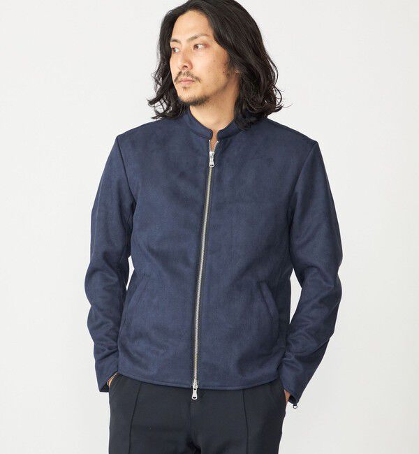 SHIPS「SHIPS: ポリエステル フェイクスエード シングル ライダース」|その他|ネイビー