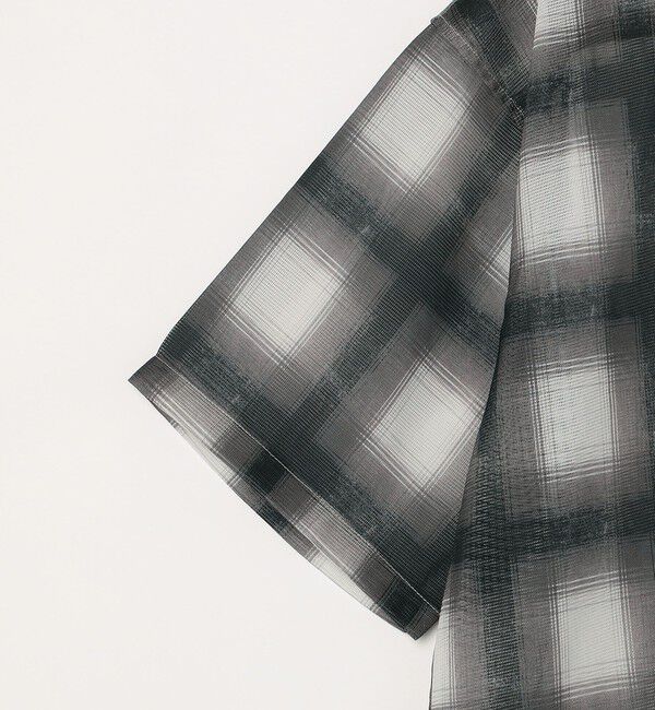 SHIPS any「SHIPS any: メッシュ オンブレチェック / ウェーブ パターン オープンカラー シアー シャツ◇」|シャツ・ブラウス|