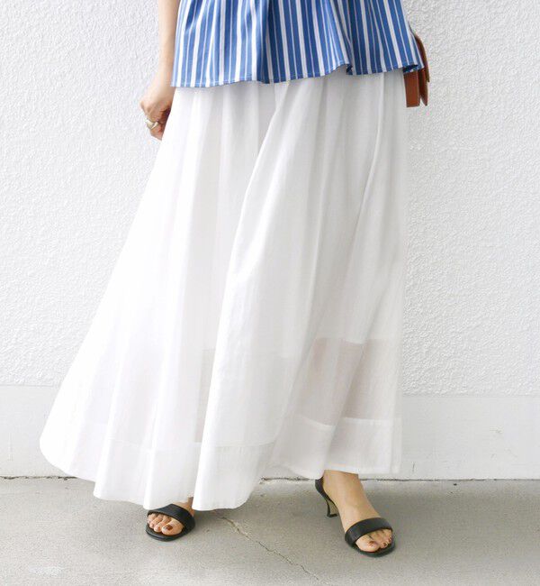SHIPS for women「〈手洗い可能〉ウエスト ゴム ギャザー スカート 2」|スカート|ホワイト