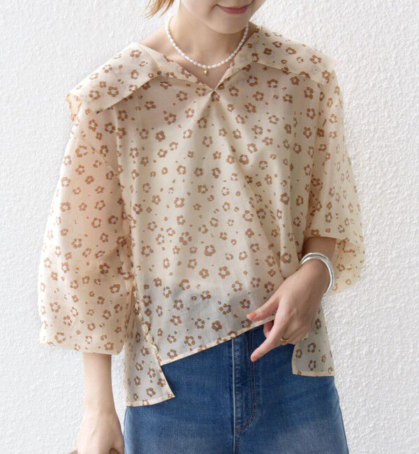 SHIPS for women「【WEB限定】〈手洗い可能〉ドット / レオパード プリント シアー ブラウス」|シャツ・ブラウス|