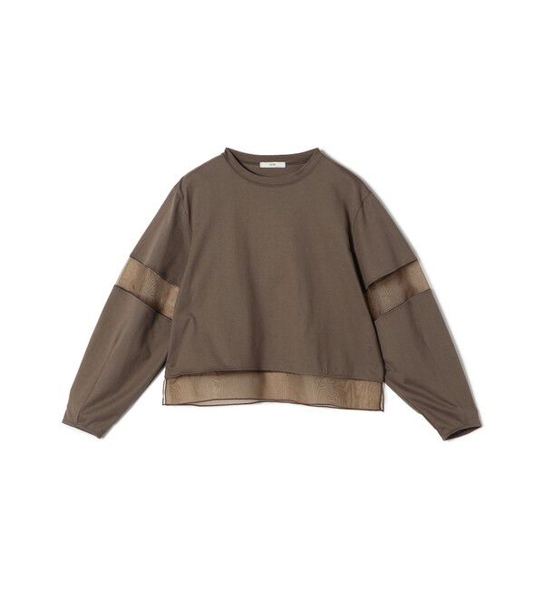 SHIPS for women「〈手洗い可能〉シアー コンビ プルオーバー ロング スリーブ」|Tシャツ・カットソー|