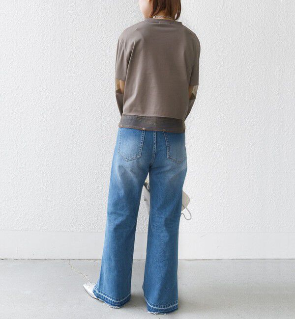 SHIPS for women「〈手洗い可能〉シアー コンビ プルオーバー ロング スリーブ」|Tシャツ・カットソー|