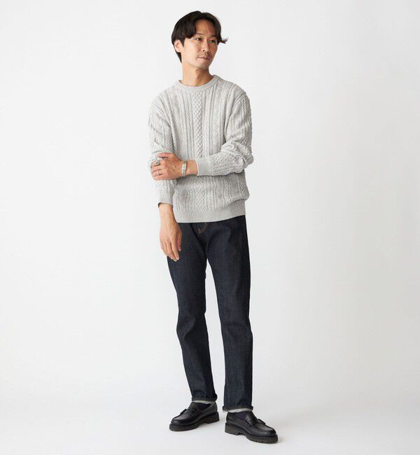 SHIPS「SHIPS:〈手洗い可能〉コットン ウール アラン クルーネック プルオーバー ニット」|ニット・セーター|