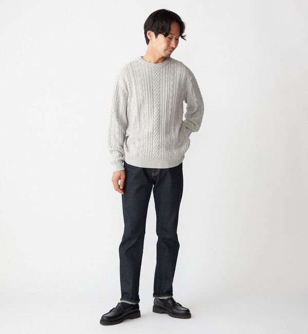 SHIPS「SHIPS:〈手洗い可能〉コットン ウール アラン クルーネック プルオーバー ニット」|ニット・セーター|