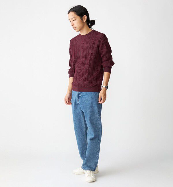 SHIPS「SHIPS:〈手洗い可能〉コットン ウール アラン クルーネック プルオーバー ニット」|ニット・セーター|