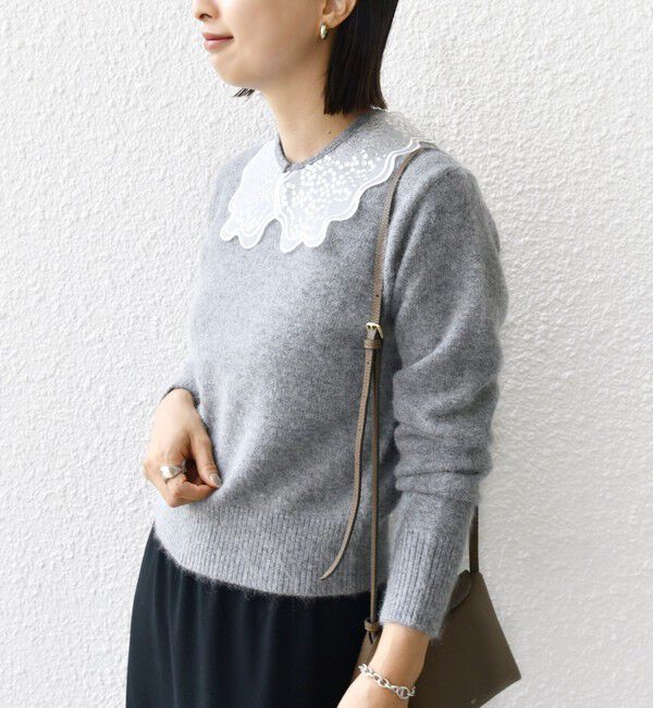 SHIPS for women「【WEB限定】〈手洗い可能〉布帛 襟付き ニット プルオーバー」|ニット・セーター|