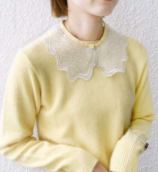 SHIPS for women「【WEB限定】〈手洗い可能〉布帛 襟付き ニット プルオーバー」|ニット・セーター|