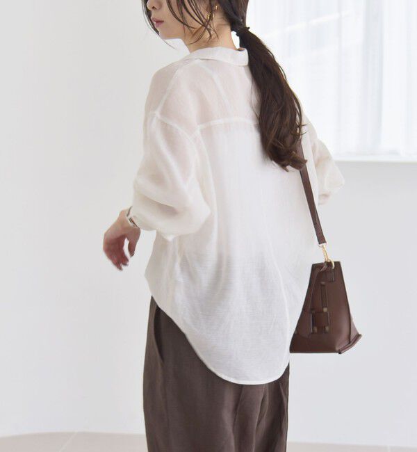 quaranciel「quaranciel:〈洗濯機可能〉シアー ポケット オープンカラー オーバー シャツ」|シャツ・ブラウス|