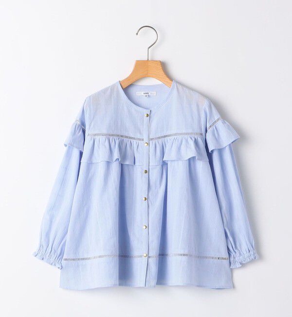 SHIPS KIDS「SHIPS KIDS:80～90cm / スナップ ボタン フリル ブラウス」|シャツ・ブラウス|ライトブルー